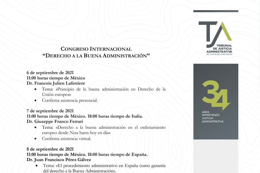 BANNER Programa Congreso Internacional. 34 aniversario. TJA GTO 7 settembre 2021